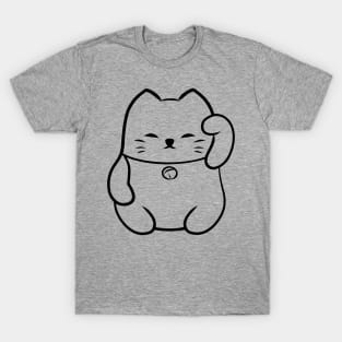 Classic Lucky Cat pop art cute design line art Illustration T-Shirt